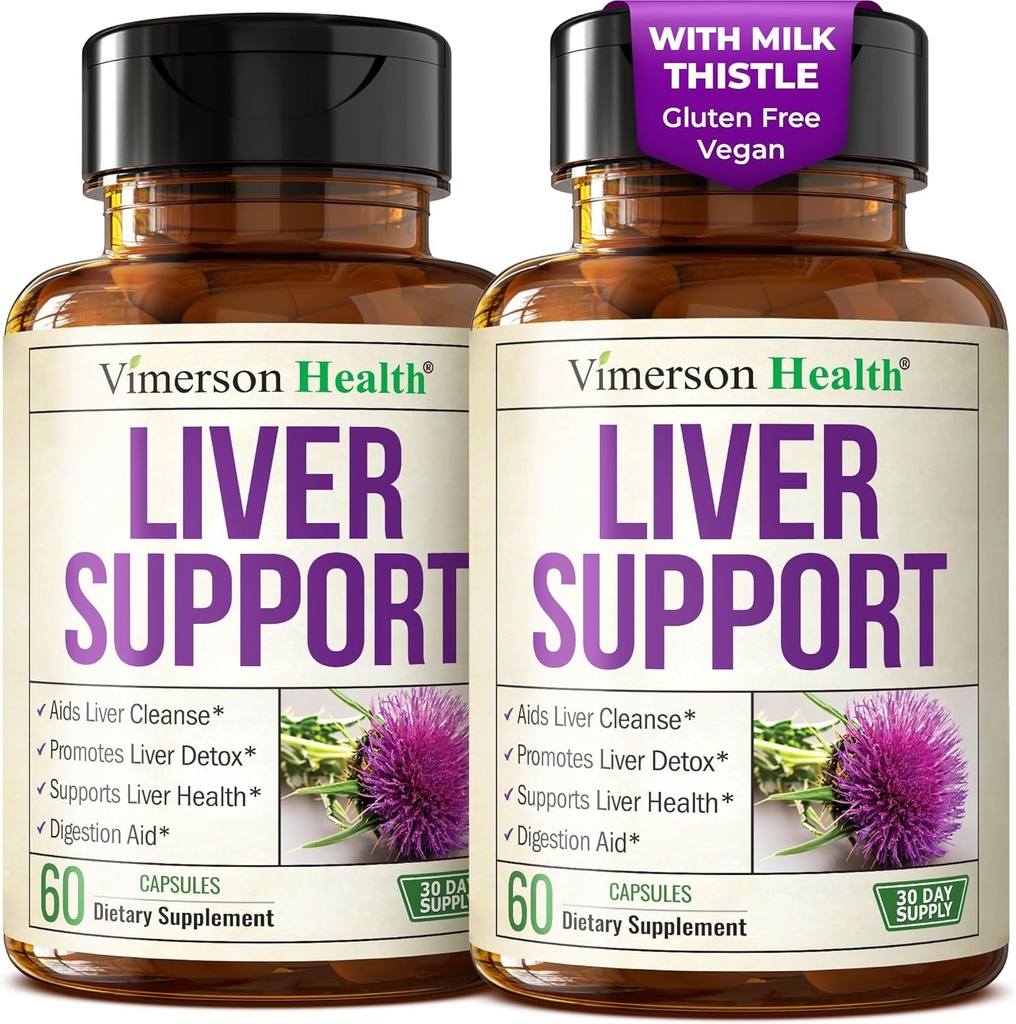Vegan Milk Thistle Liver Detox – Herbal Liver Support Supplement w/Zinc, Dandelion Root & Artichoke Extract – Liver Cleanse Detox & Repair, Enzyme Support, Energy & Healthy Digestion – 2 Pack