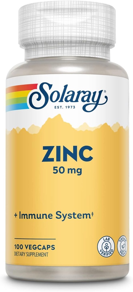 Zinc 50mg Solaray 100 Veg Cap - Pack of 3