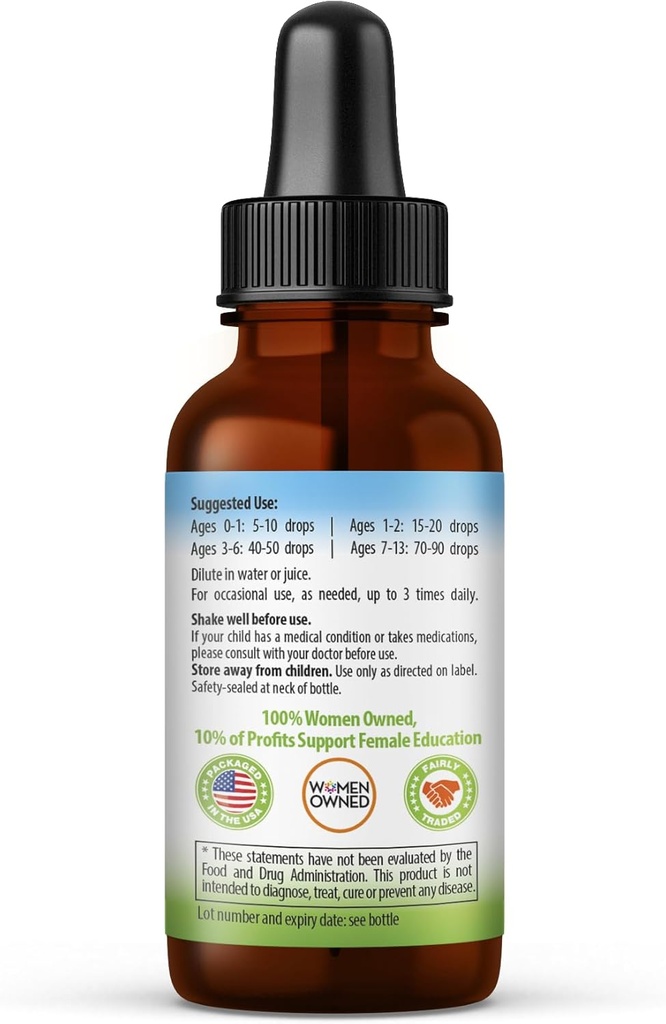 Immune Support 1oz with Ashwagandha for and Turmeric Herbal Supplements - Natural Kids Immune Booster Drops for Wellness and Immune Support for Kids - Non-GMO - Made in USA