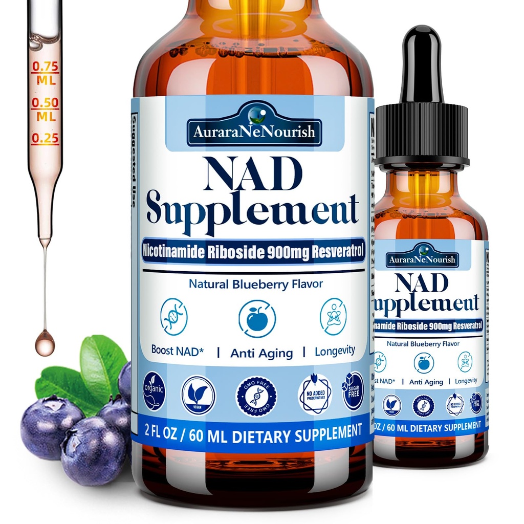 NAD Supplements for Women & Men, Liposomal NAD Nicotinamide Riboside Resveratrol 900mg w. Resveratrol, Quercetin, Collagen, Niacin, Biotin Support Anti-Aging, Longevity, Energy, Focus