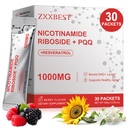 NAD Liquid Supplement Nicotinamide Riboside Resveratrol 1000mg / Liquid NAD+ Supplements for Women and Men/NAD Plus Advanced Supplement with PQQ, Boosts Energy, Focus & Anti-Aging 30pack