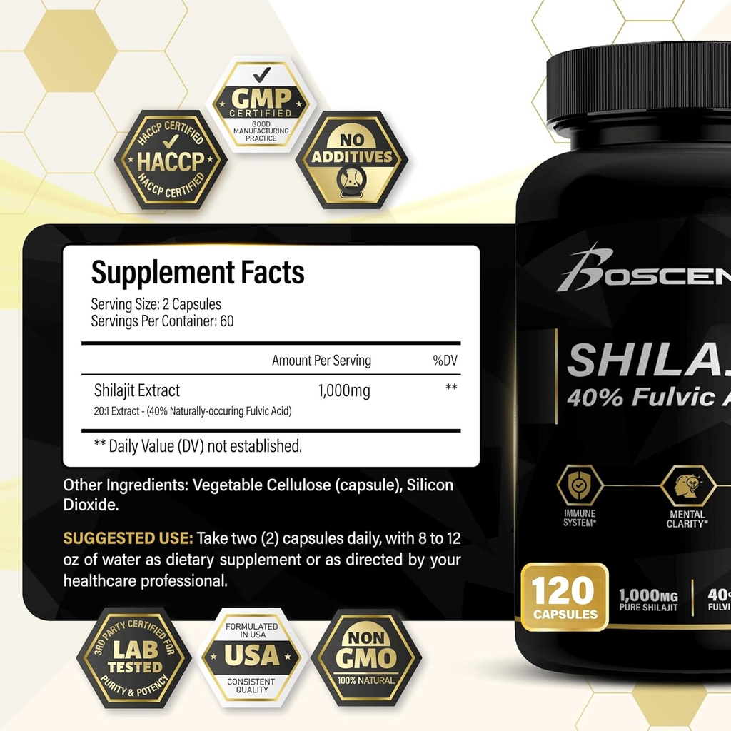 Shilajit Capsules 20,000mg – Pure Himalayan Shilajit for Men & Women – Organic Fulvic Acid Supplement with 85+ Trace Minerals – High Potency Natural Energy & Vitality Support – 120 Vegan Capsules