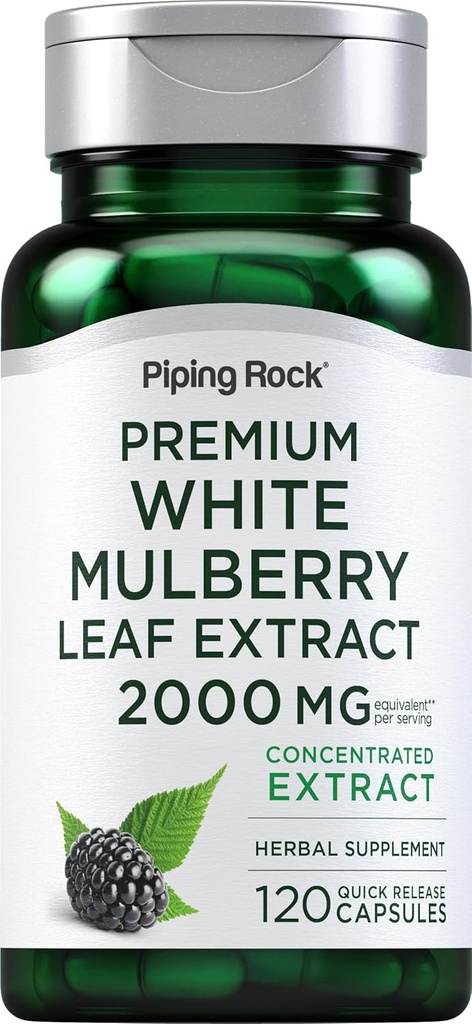Piping Rock Mulberry Leaf Extract Capsules | 2000mg | 120 Count | Herbal Supplement | Non-GMO, Gluten Free