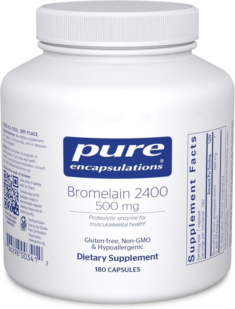 Pure Encapsulations Bromelain 2400 500 mg - for Digestive Support & Musculoskeletal Health - Supports Joints & Muscle Recovery* - Proteolytic Enzymes - Vegan - 180 Capsules