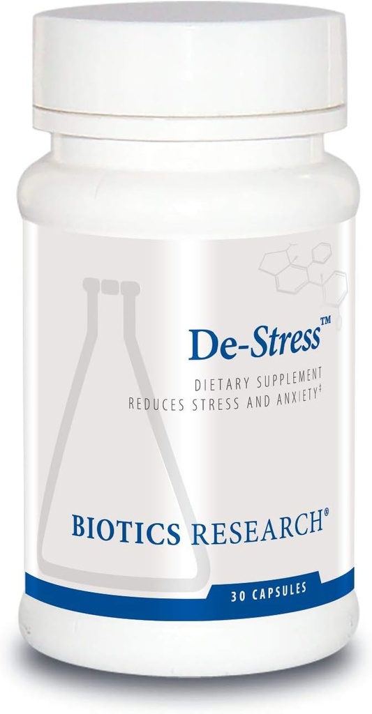 Biotics Research De-Stress Patented Nutrient Designed to Support Calmness, Healthy Sleep Habits, All-Natural Supports Mental Wellness & Calm. 30 Capsules