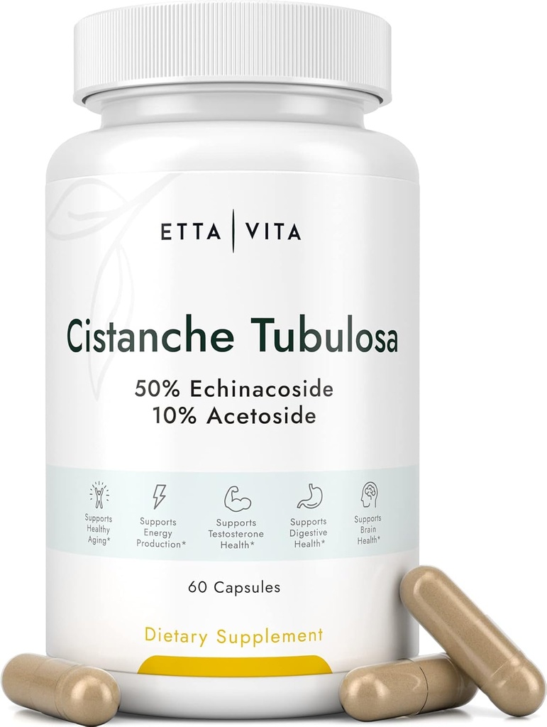 Potent Cistanche Tubulosa Capsules (500 mg) Stress Response, Mood & Cortisol Support (2X Potent 50% Echinacoside/10% Acetoside) Hormonal Balance for Men & Women - Cistanche Supplement, Powder Extract