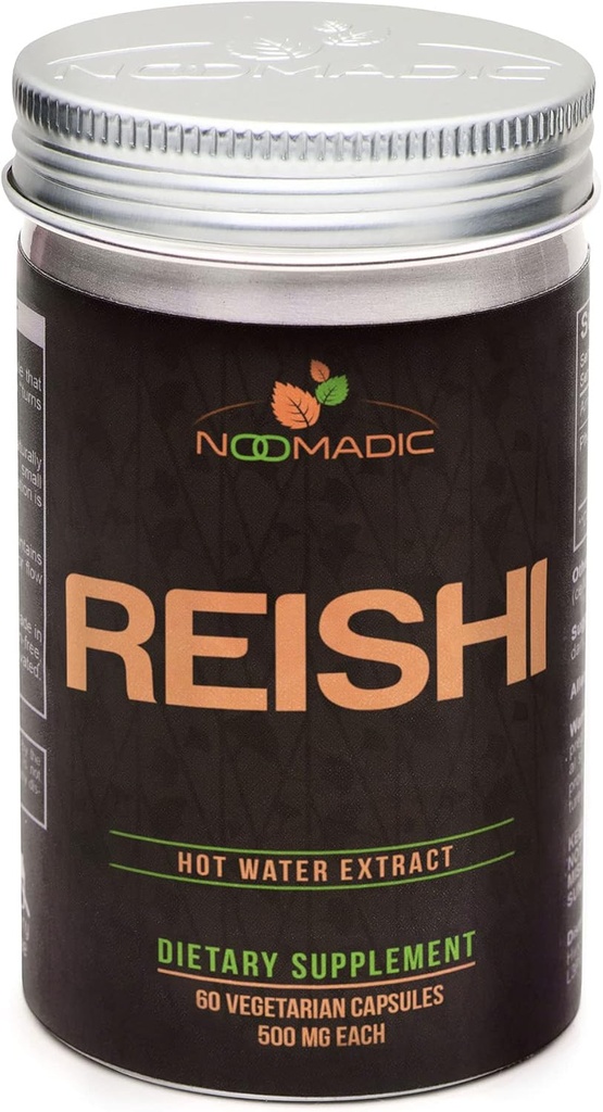 Reishi Mushroom, 60 Capsules, 500mg Each, General Wellness & Longevity, Hot Water Extract, Fruiting Bodies, 30% Beta-D-Glucans