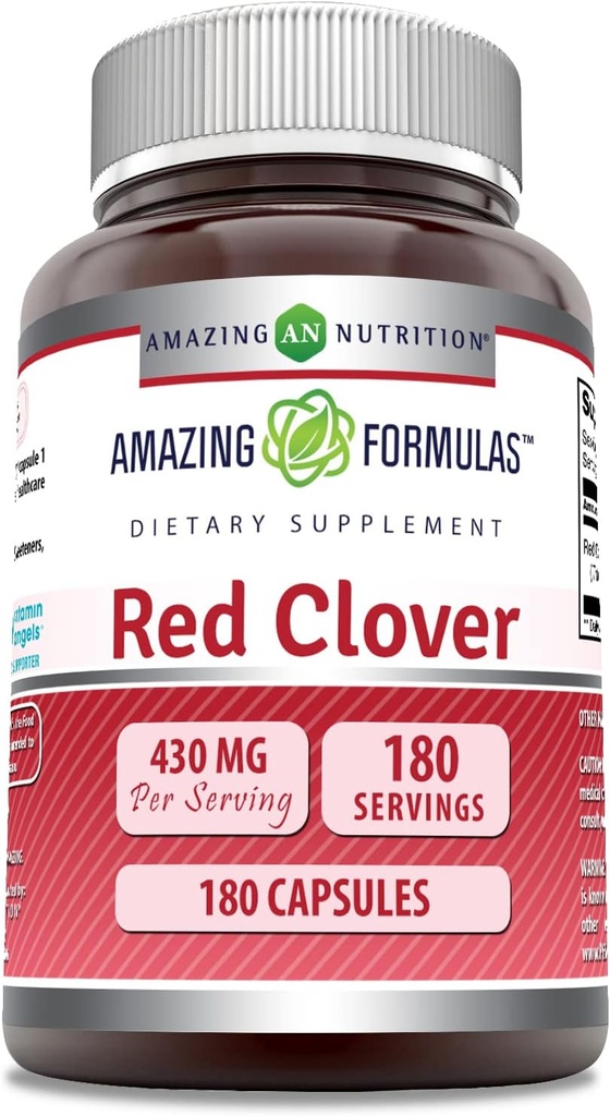 Amazing Formulas Red Clover Supplement | 430 Mg Per Serving | 180 Capsules | Non-GMO | Gluten Free | Made in USA