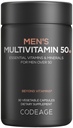 Codeage Men's Multivitamin 50 - Essential Vitamins & Minerals for Men Over 50 - Daily Multivitamins for Men Supplement - Vitamin A, C, D3, E, B6, B1, CoQ10, Probiotics, Lutein - Non-GMO - 30 Capsules