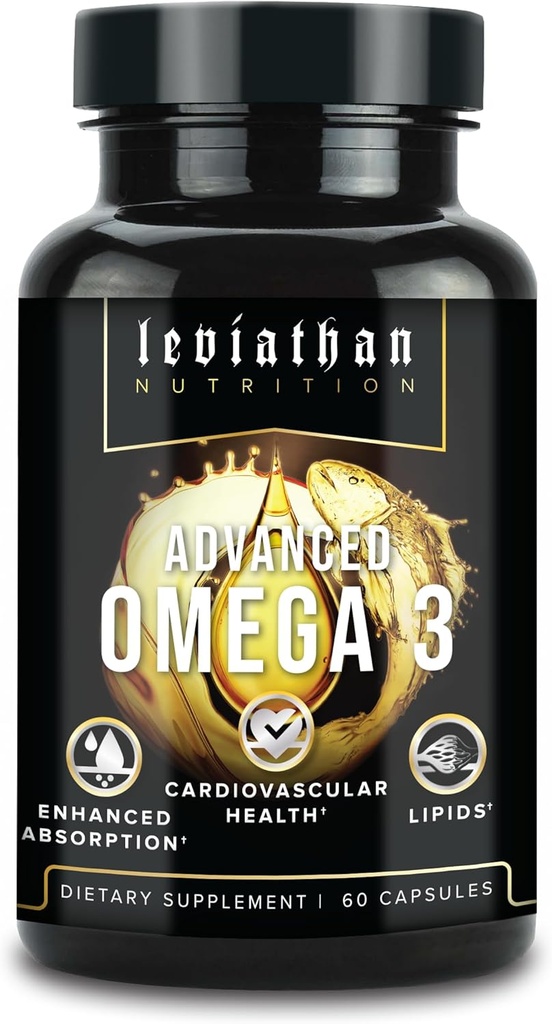 Leviathan Fish Oil Omega 3 Capsules | Premium Norwegian Omega 3 Fish Oil for Heart, Brain, & Immune Support | Superior Absorption Triple Strength Fish Oil Supplements - Free Form EPA & DHA