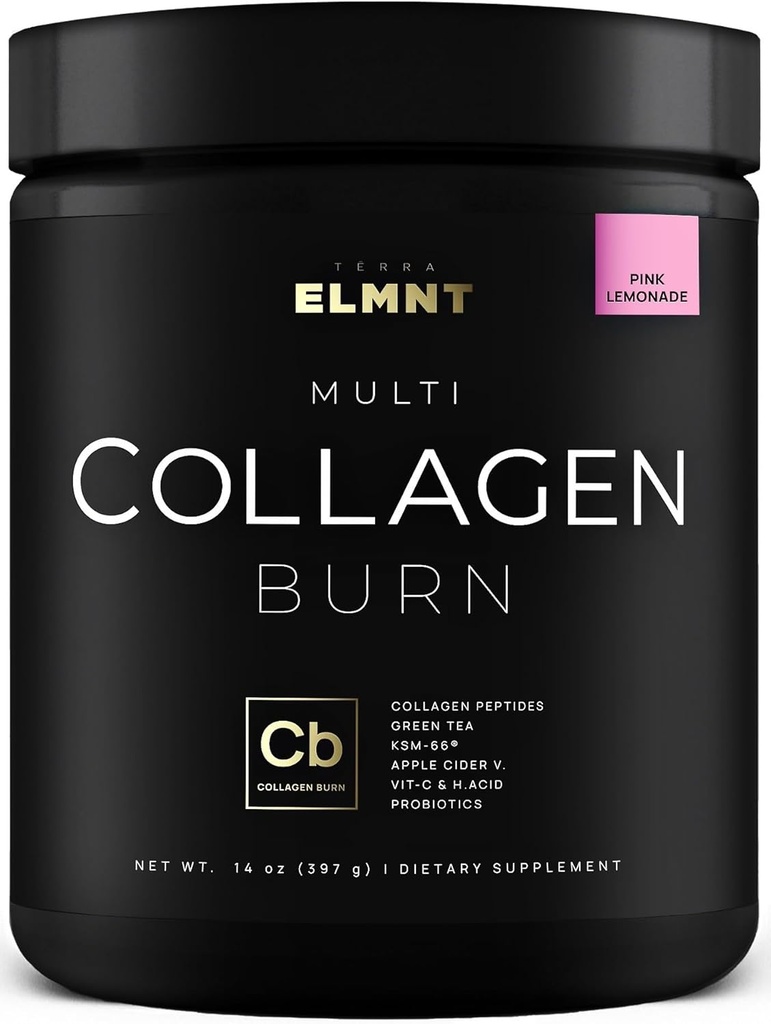 Super Collagen Burn Powder for Women w. Hyaluronic Acid, KSM66, Apple C Vinegar, Probiotics, Biotin - Premium Multi Collagen Peptides Protein for Weight Loss + Beauty Hair Skin Nails (Pink Lemonade)