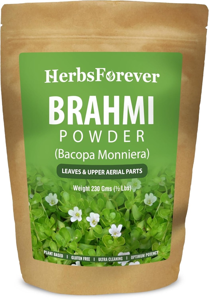 Brahmi Powder I 100% Pure Bacopa Monnieri I Natural Herbal Supplement – Non-GMO, Vegan, Gluten-Free I Supports Wellness – Premium Quality 230 GMS