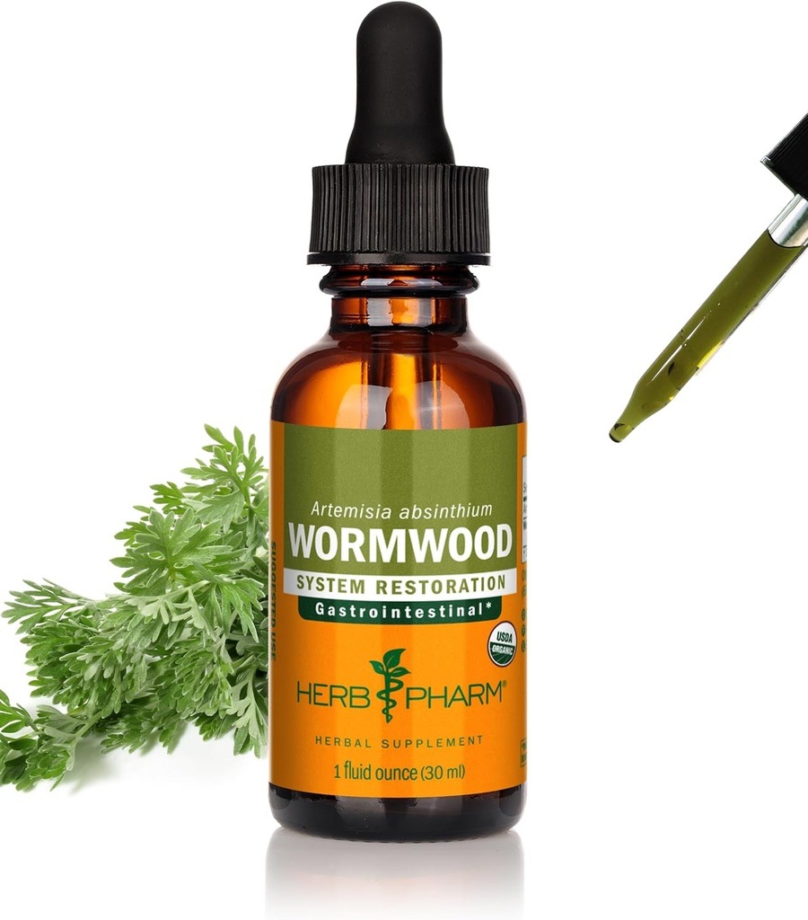 Herb Pharm Certified Organic Wormwood Liquid Extract for Digestive System Support - 1 Ounce
