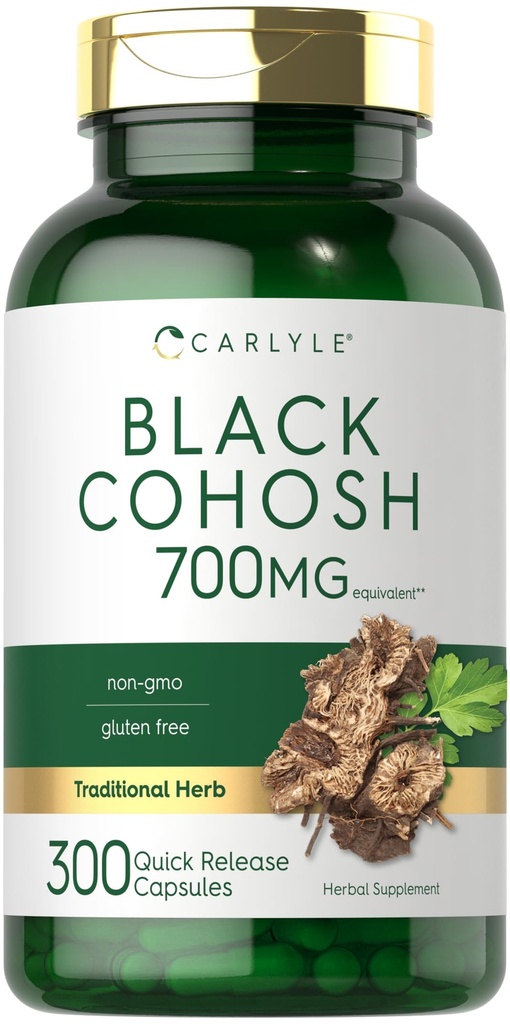 Carlyle Black Cohosh Capsules | 300 Count | Non-GMO, and Gluten Free Formula | Black Cohosh Root Extract Supplement