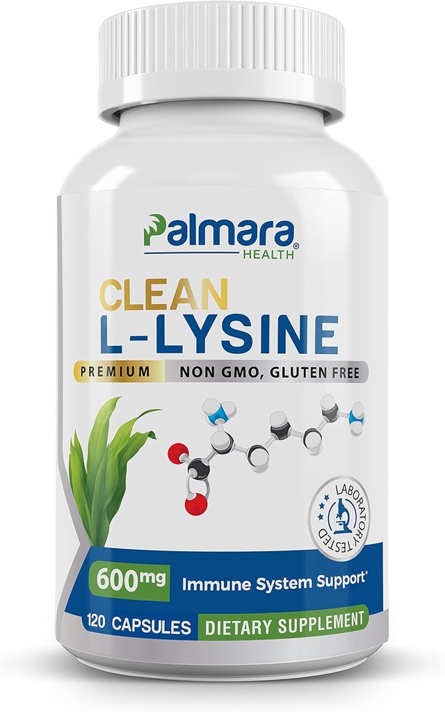 Clean L-Lysine 600mg, 120 Capsules | Vegan, Non-GMO, & Gluten Free