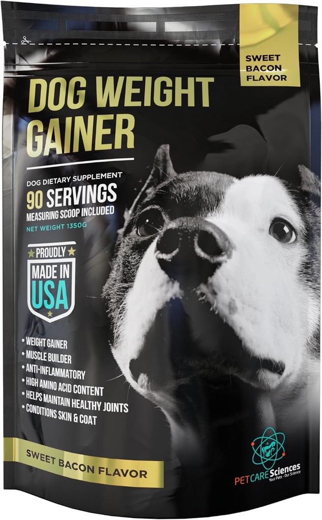 Dog Weight Gainer Approx 90 Servings - Weight Gain Supplements for Dogs - Canine and Dog Muscle Builder - Made in The USA