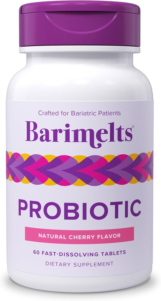 BariMelts Probiotic, 5 Billion CFU, 60 Fast-Dissolving Tablets (2-Month Supply), Sugar-Free Probiotics for Women, Support Gut Health After Bariatric Surgery, Natural Cherry Flavor​