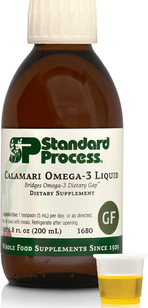 Standard Process Calamari Omega-3 Liquid - Supplement for Heart & Brain Health Support - Aids Skin Health - Gluten-Free, Non-Dairy & Non-Grain - 6.8 oz
