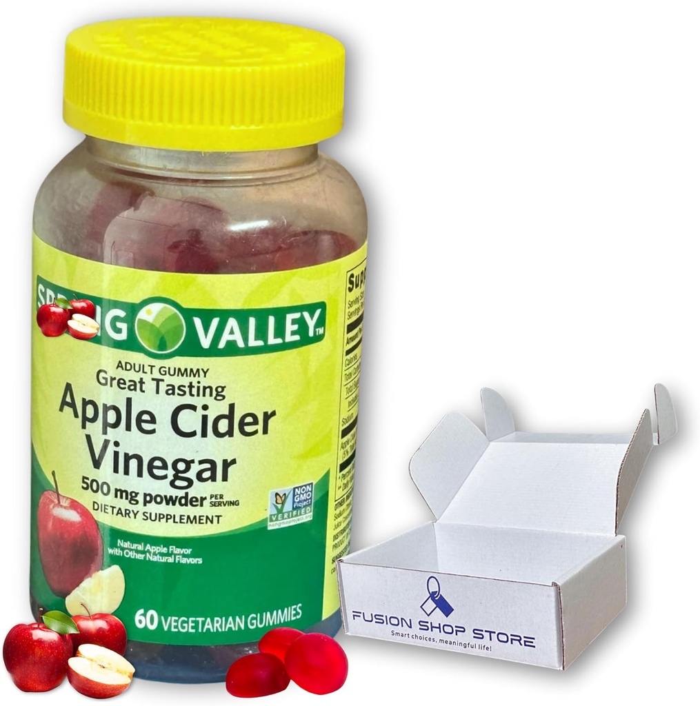 Apple Cider Vinegar Gummies- 500 mg 60 Ct (Pack 1), Boxed by Fusion Shop Store