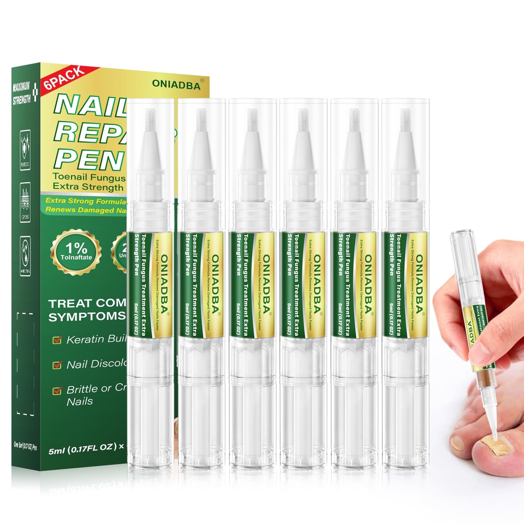 Toenail Fungus Treatment Pen Extra Strength – Repairs Yellow, Discolored, Thick & Ingrown Nails – Fungal Nail Solution for Toenails & Fingernails – (6 x 5ml/0.17FLOZ Pens)