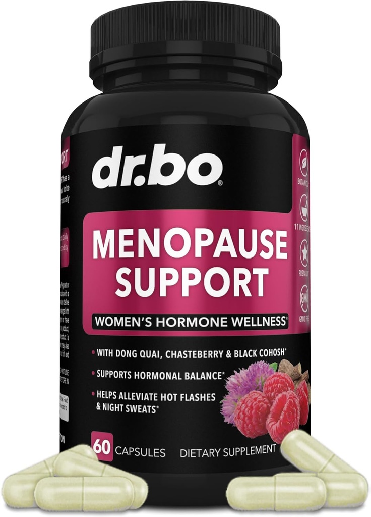 Menopause Supplements for Women Support Pills - Natural Menopause Relief for Hot Flashes, Night Sweats & Mood Swings with Dong Quai, Chasteberry & Black Cohosh - Hormone Balance for Women Supplement