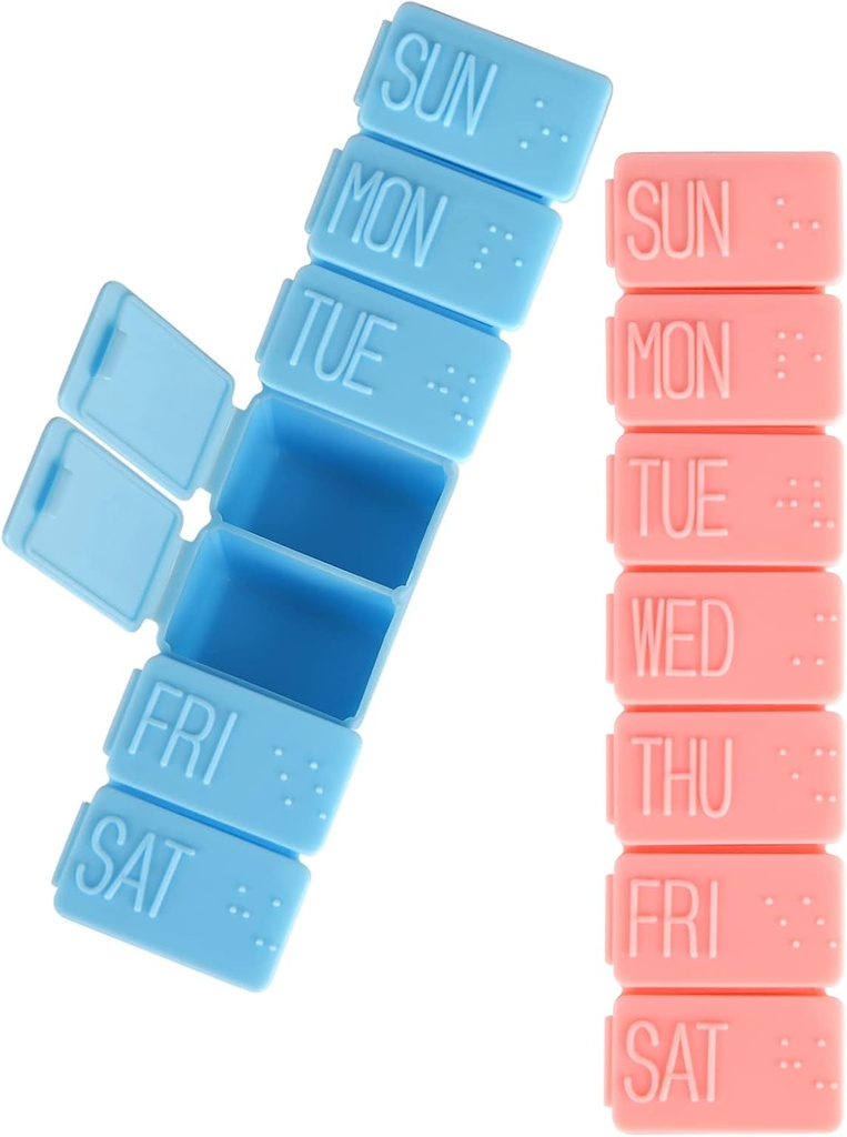 2Pack Weekly Pill Organizer,7 Days Pill Cases Travel Daily Pill Box Medicine Organizer Pill Box 7 Day Pill Organizer Weekly for Fish Oil, Calcium Tablets Supplements and Other Vitamin Pill (Pink+Blue)