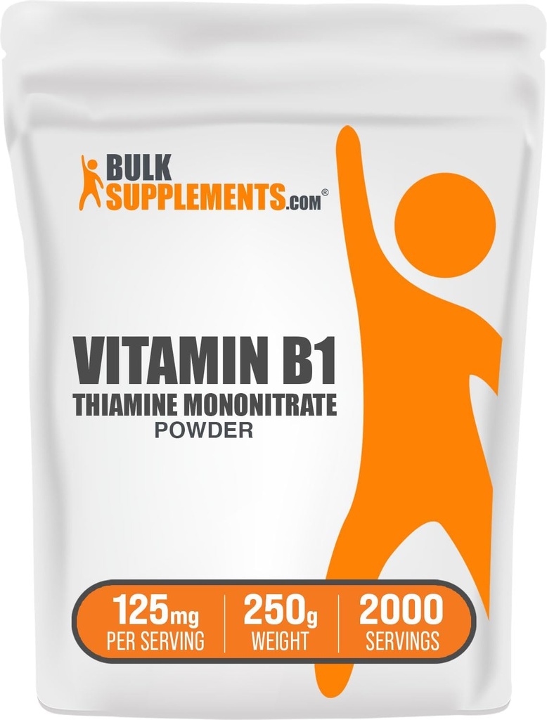BulkSupplements.com Thiamine Mononitrate Powder - Vitamin B1 Powder, Thiamine B1 Supplement - B1 Vitamins, Gluten Free, 125mg per Serving, 250g (8.8 oz) (Pack of 1)