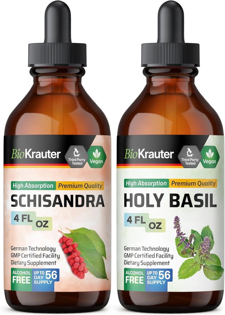 BIO KRAUTER Schisandra Tincture 4 Fl. Oz. & Holy Basil Tincture 4 Fl. Oz.