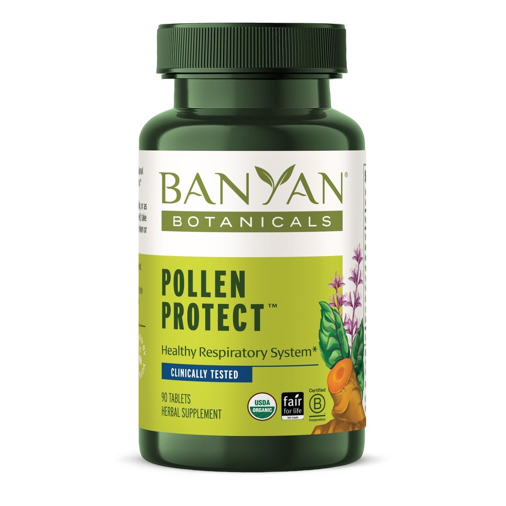 Banyan Botanicals Organic Pollen Protect–Clinically Tested Respiratory Support Supplement–Supports a Healthy Response to Seasonal Irritants–Non-Drowsy Sinus & Breathing Support-90 Tablets-USDA Organic