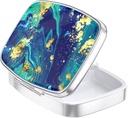 Nipichsha Pill Box, Small Pill Case for Purse & Pocket, Cute Travel Medicine Organizer, Portable Medicine Container Holder to Hold Vitamins, Medication, Fish Oil & Supplement, Ocean Teal Marble