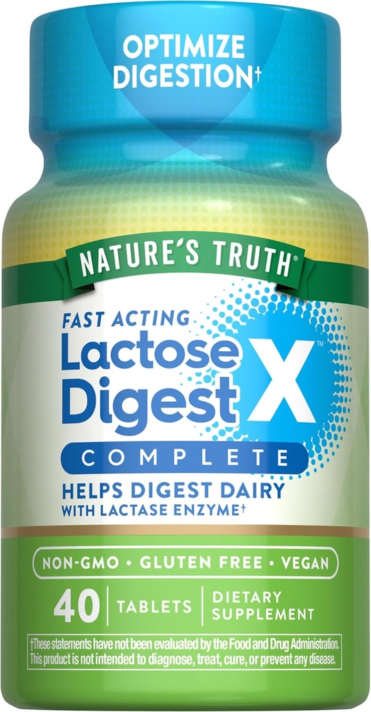 Nature's Truth Lactose Digest Pills Fast Acting | for Adults | with Lactase Enzyme | Vegan, Non-GMO & Gluten Free Supplement