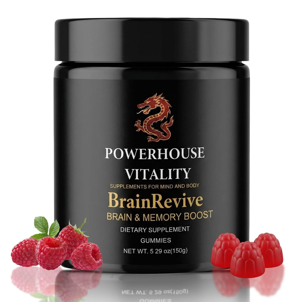 Brain Boost Energy and Focus Gummies - 60Pck Gluten-Free, Non GMO and Vegan Brain Health Supplements for Adults Supports Mental Clarity, Maintain Focus and Overall Brain Wellness