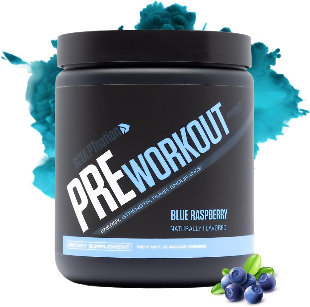 Sculpt Nation by V Shred PreWorkout - Premium Pre Workout Powder with Amino Acids for Ultimate Performance, Endurance, and Energy Support, Blue Raspberry - 30 Servings