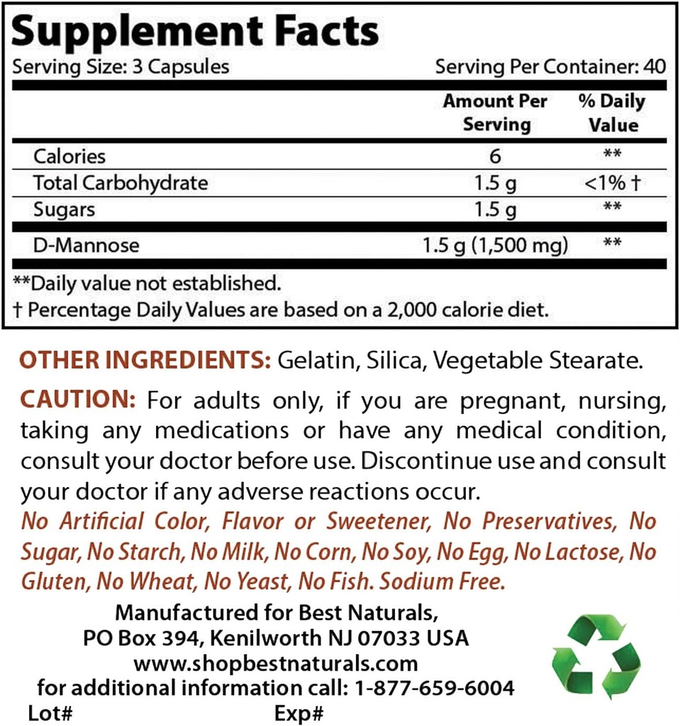 Best Naturals D-Mannose 1500 mg & Ashwagandha Extract 500 Mg