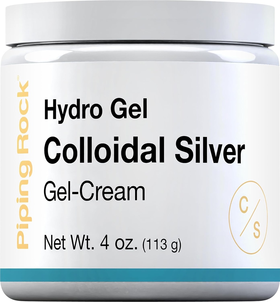 Piping Rock Colloidal Silver Cream | 4 oz | for Skin | Hydro Gel Cream | Non GMO, Gluten Free