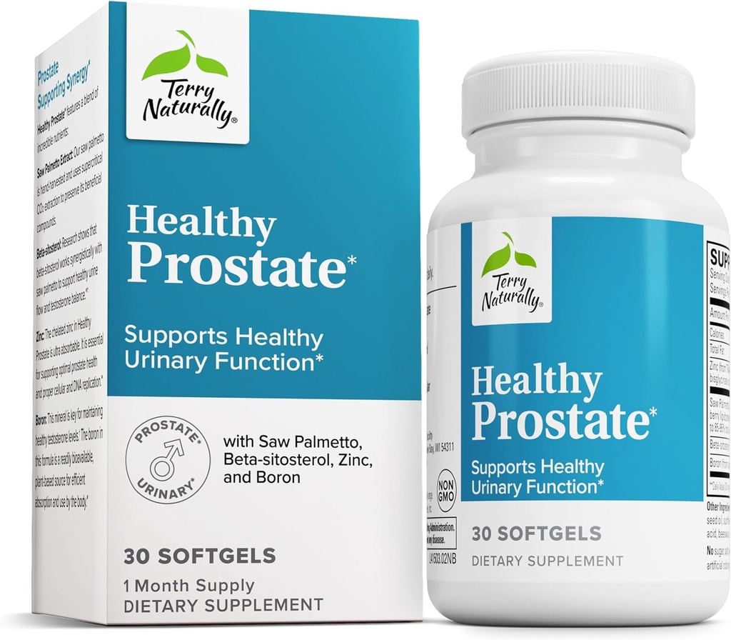 Terry Naturally Healthy Prostate - Dietary Supplement with Boron, Saw Palmetto & Zinc - Prostate & Urinary Tract Health Support - Non-GMO & Gluten-Free Softgels - 30 Softgels