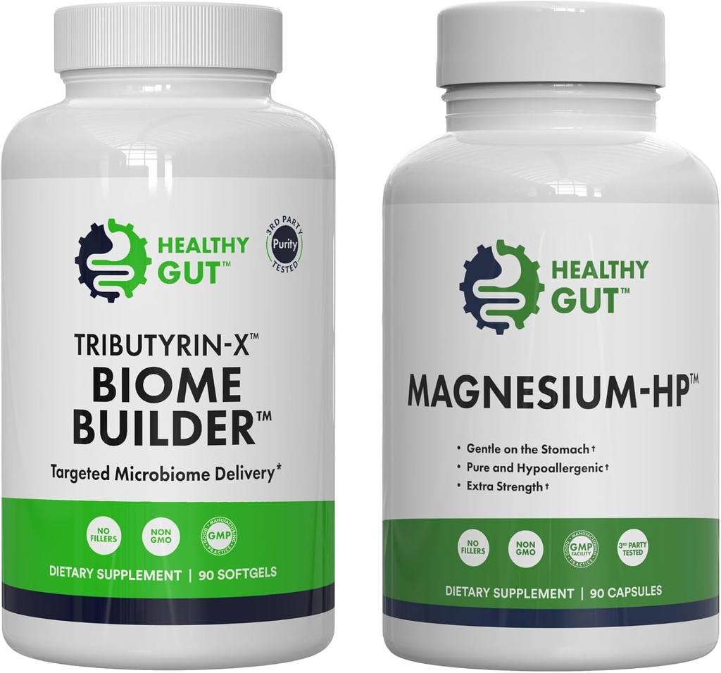 Tributyrin-X Biome Builder, 90 Softgels, and Magnesium-HP, 90 Capsules