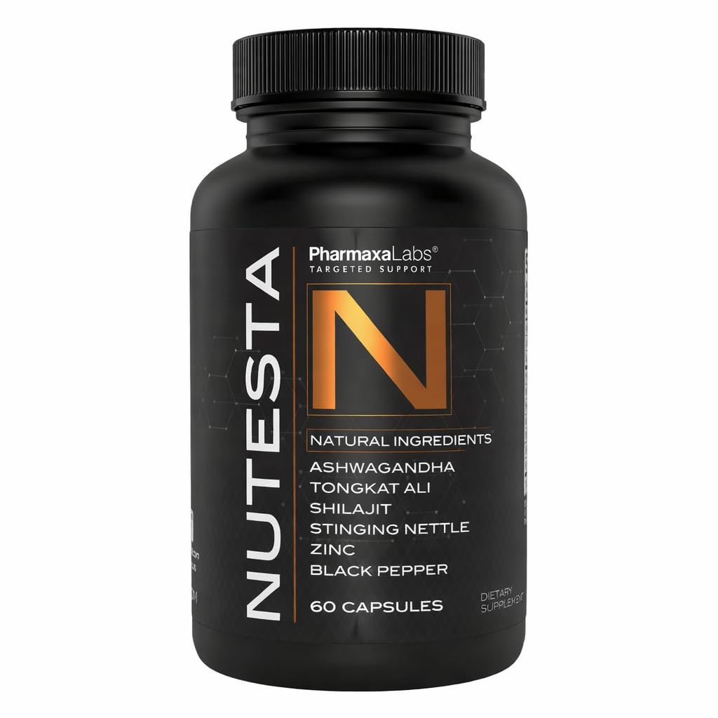 Men's Support Supplement - Ashwagandha, Zinc, Boron, Tongkat Ali Root, Stinging Nettle, Black Pepper & Shilajit Gum - 60 Capsules