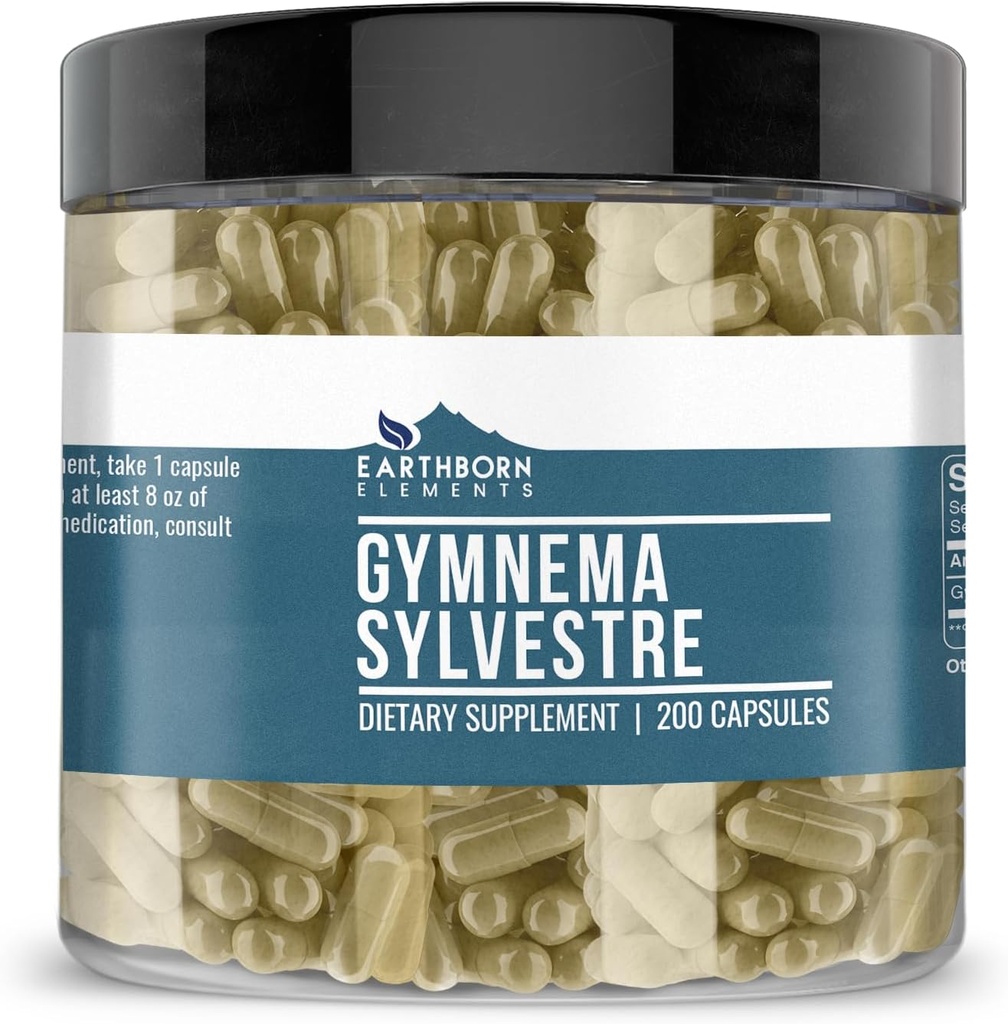 Earthborn Elements Gymnema Sylvestre 200 Capsules, Pure & Undiluted, No Additives