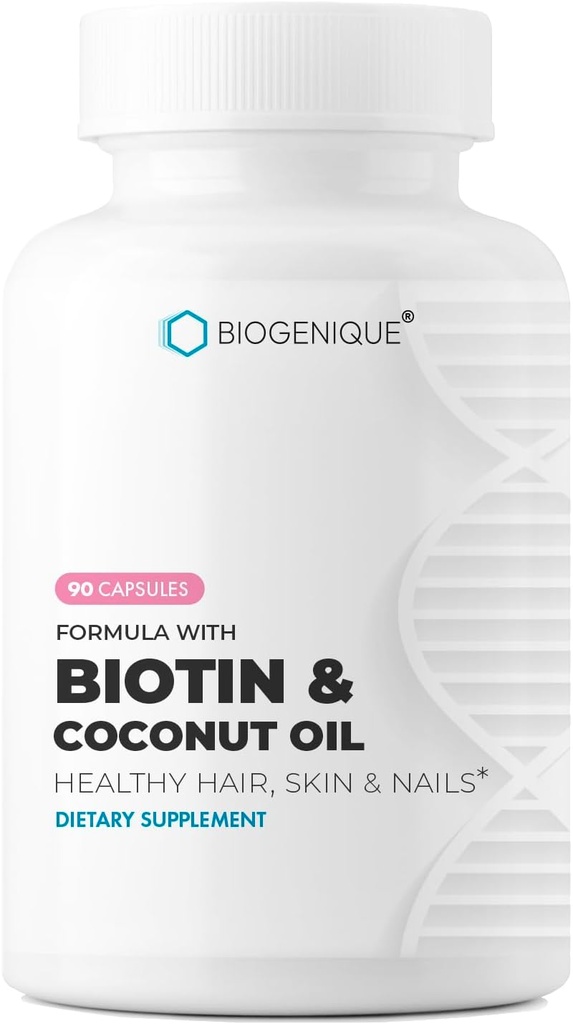 High Potency Biotin Supplement - Vegan Vitamin B7 Formula with Creatine and Coconut Oil - Healthier Skin, Nails & Hair and Keratin Support - Non-GMO & Gluten Free - 2500 mcg