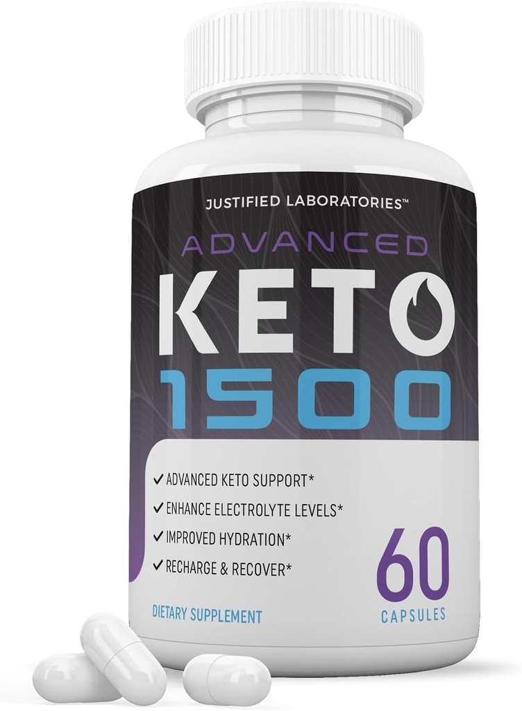 Justified Laboratories Advanced Keto 1500 Keto Pills 1275MG New & Improved Formula Contains Apple Cider Vinegar Extra Virgin Olive Oil Powder Green Tea Leaf 60 Capsules