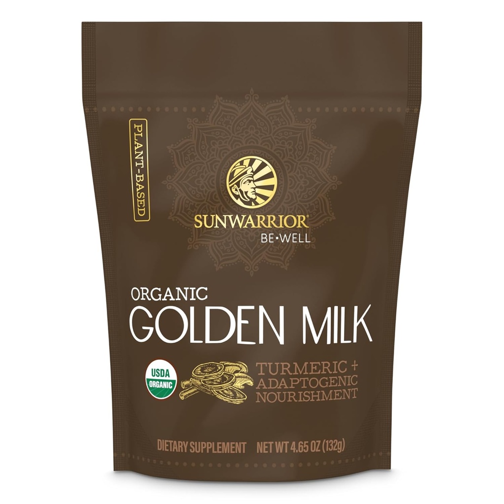 Organic Golden Milk Powder Ashwaghanda Turmeric Curcumin 90g pouch (30 srv)