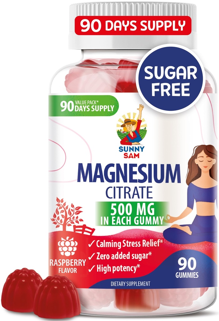 Magnesium Gummies for Kids & Adults - 500mg - Calm Magnesium Chews - Magnesium Citrate Chewable Supplement for Mood & Muscle Support