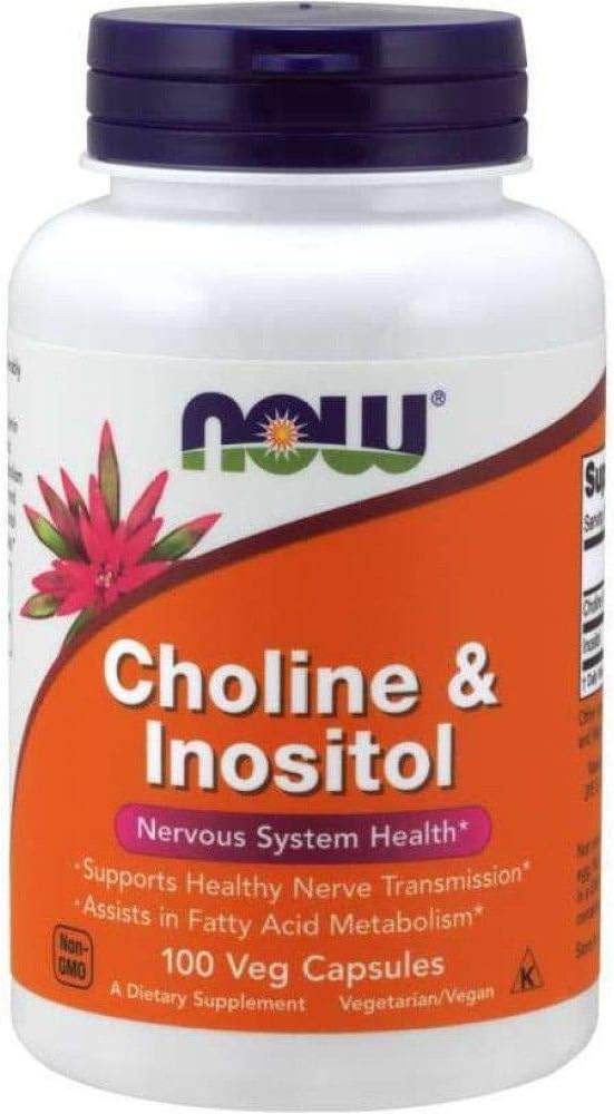 NOW Choline and Inositol 500mg, 100 Capsules (Pack of 2)
