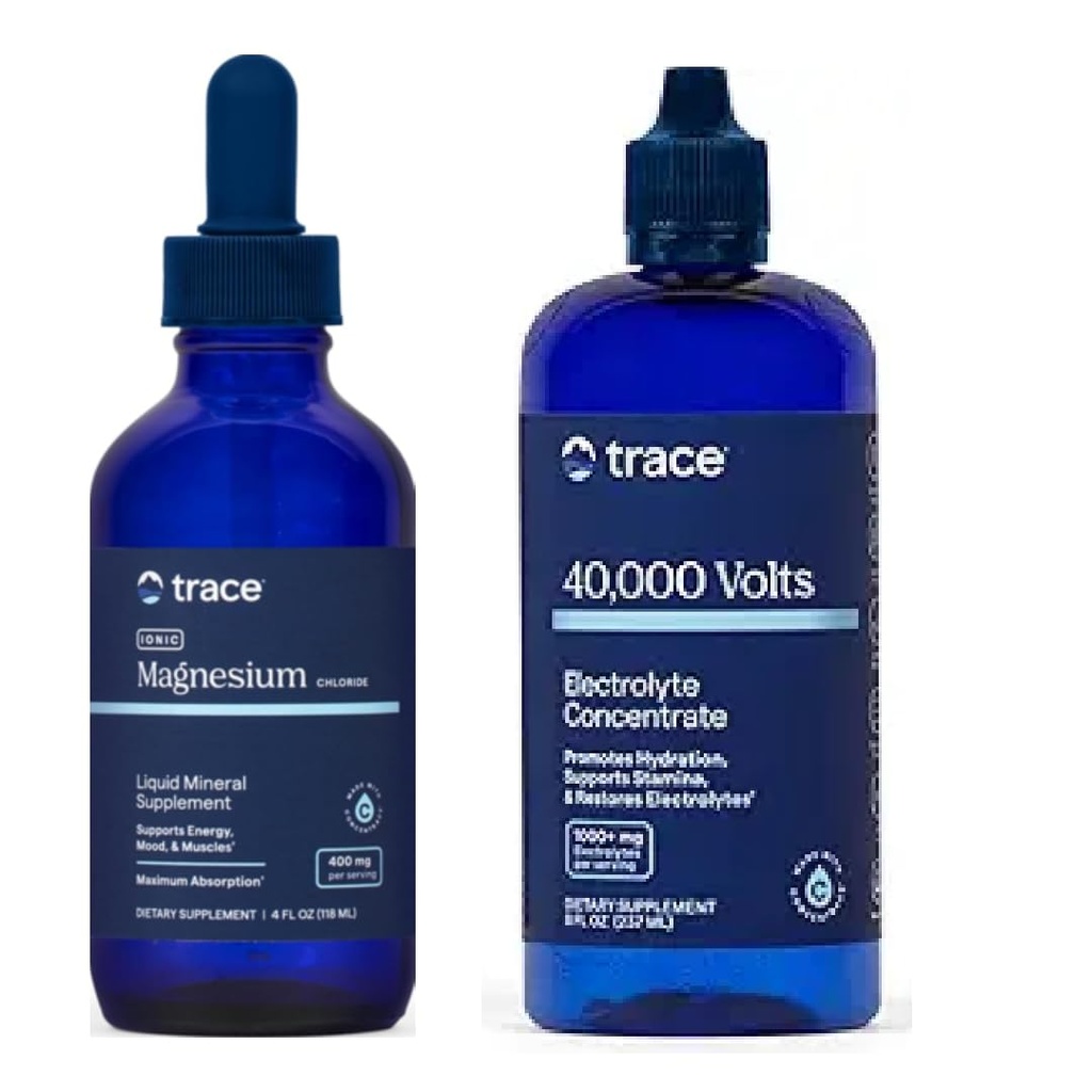 Trace Minerals Ionic Magnesium + 40,000 Volts Multimineral & Electrolyte Concentrate – Supports Hydration, Energy, Muscle & Nerve Function, Stamina & Endurance – Full-Spectrum Minerals, Natural, 4 fl
