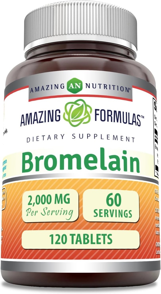 Amazing Formulas Bromelain Supplement | 2000 Mg Per Serving | 120 Tablets | Non-GMO | Gluten Free | Made in USA