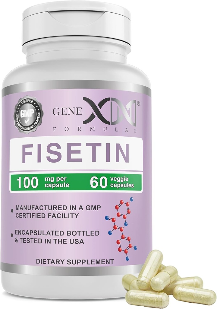 Genex Formulas Fisetin 100mg/Serving (60 Capsules) - Antioxidant That Supports Healthy Aging, Brain Wellness & Cognitive Health - Non-GMO, Gluten Free, Vegetarian - 2 Month Supply