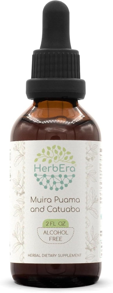 Muira Puama and Catuaba B60 Alcohol-Free Herbal Extract Tincture, Concentrated Liquid Drops Natural (Ptychopetalum Olacoides and Trichilia catigua, Erythroxylum vacciniifolium) 2 fl oz