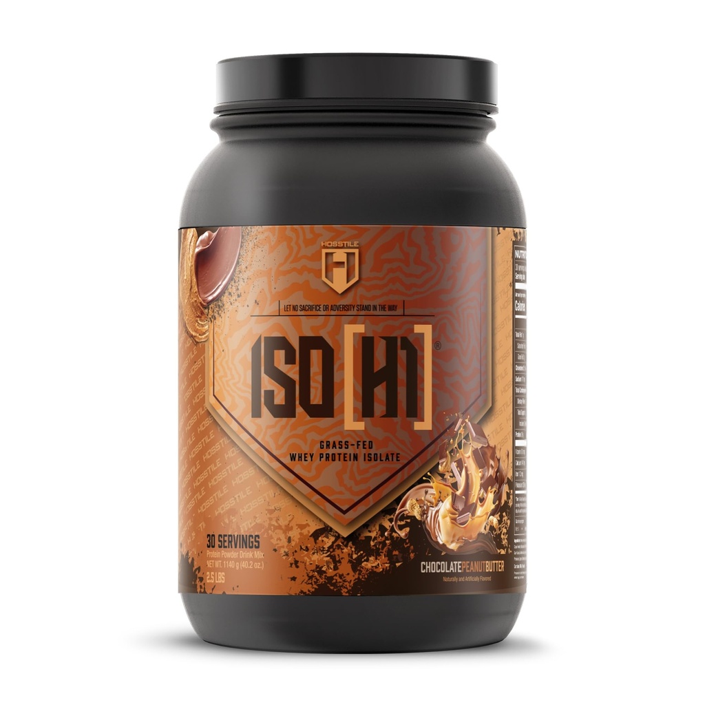HOSSTILE ISO[H1] Grass Fed Whey Protein Isolate with Digestive Enzymes, Whey Protein Powder for Muscle Gain & Muscle Recovery, Post Workout Recovery Drink, Chocolate Peanut Butter, 30 Servings