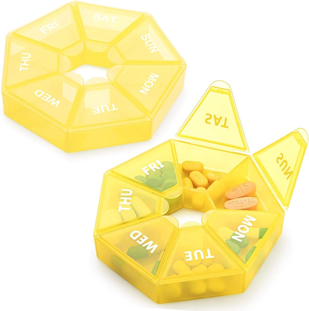 2PCS Weekly Pill Organizer Large 7 Day Pill Box Organizer Daily Medicine Case for Vitamin Fish Oil Pills Supplements Arthritis Friendly